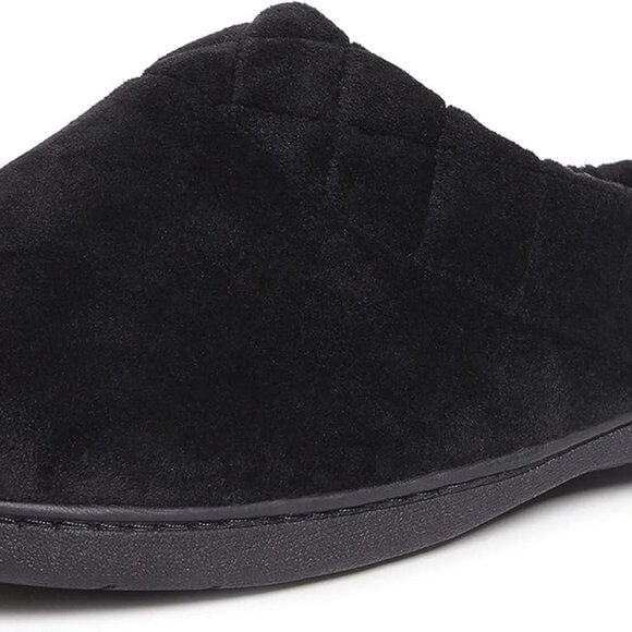 Women's Memory Foam Slippers Microfiber Velour Clog Wide Fit Indoor Outdoor Blac - Picture 1 of 7